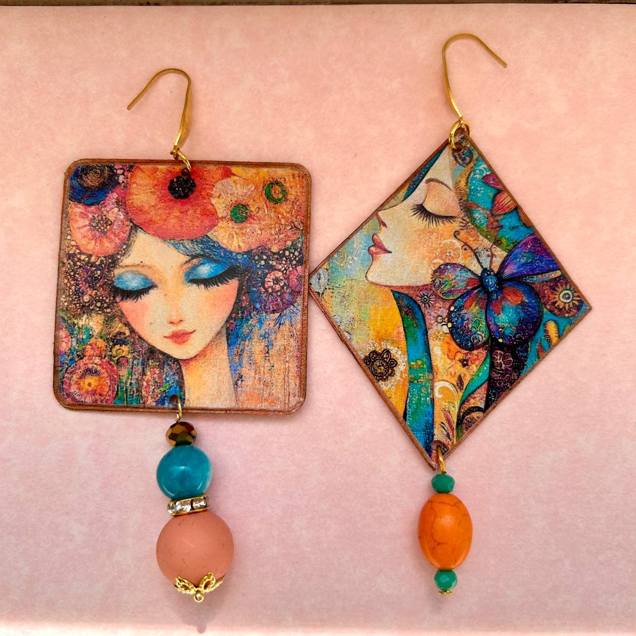Orecchini "FACES AND FLOWERS"
