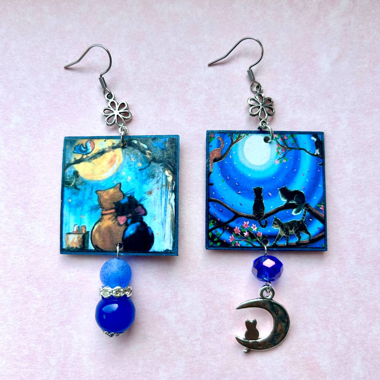 Orecchini "GATTI AL CHIARO DI LUNA"