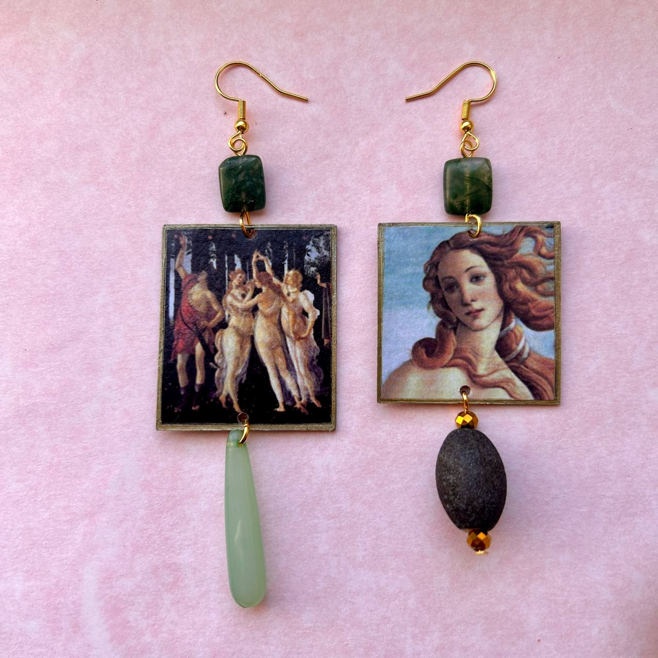 Orecchini dipinti Botticelli Venere Primavera artigianali