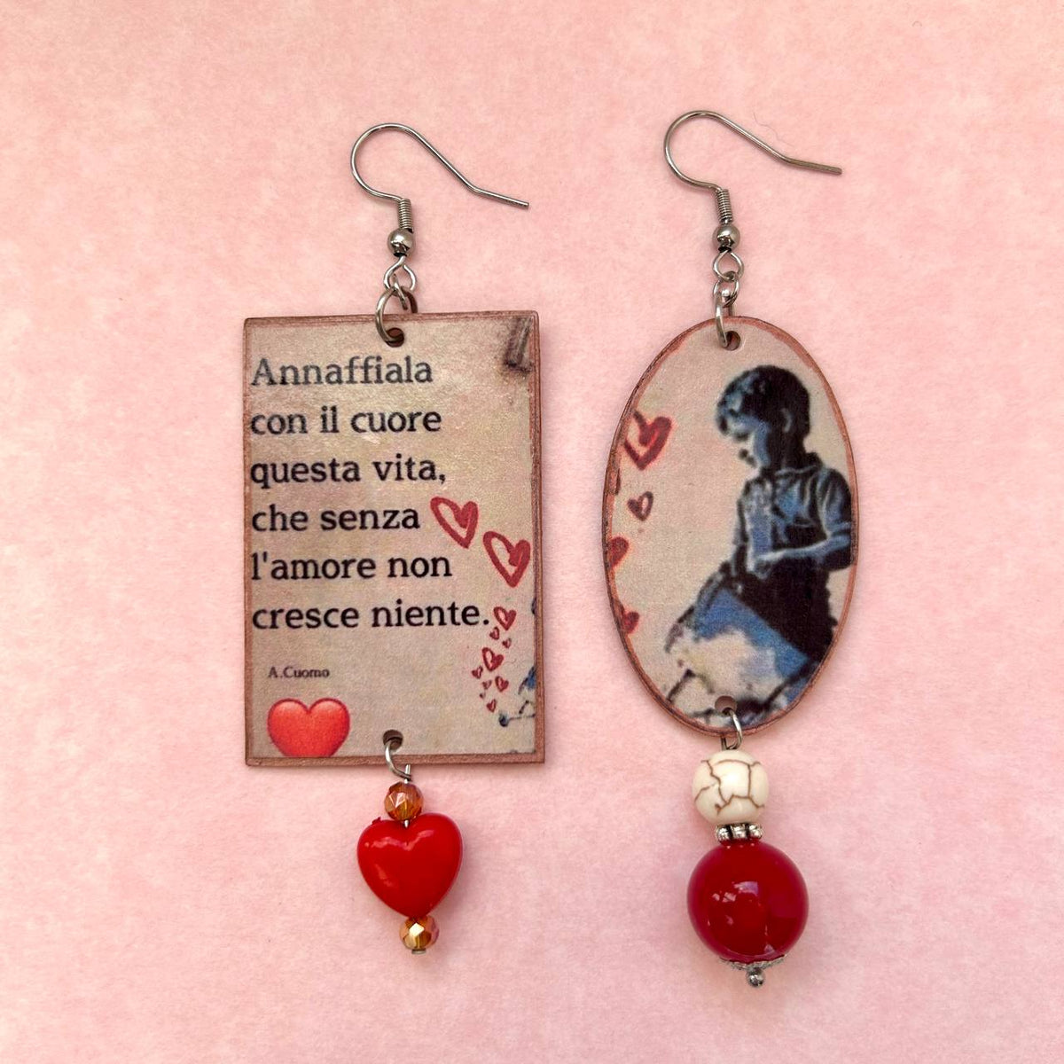 Orecchini frase amore Love artigianali