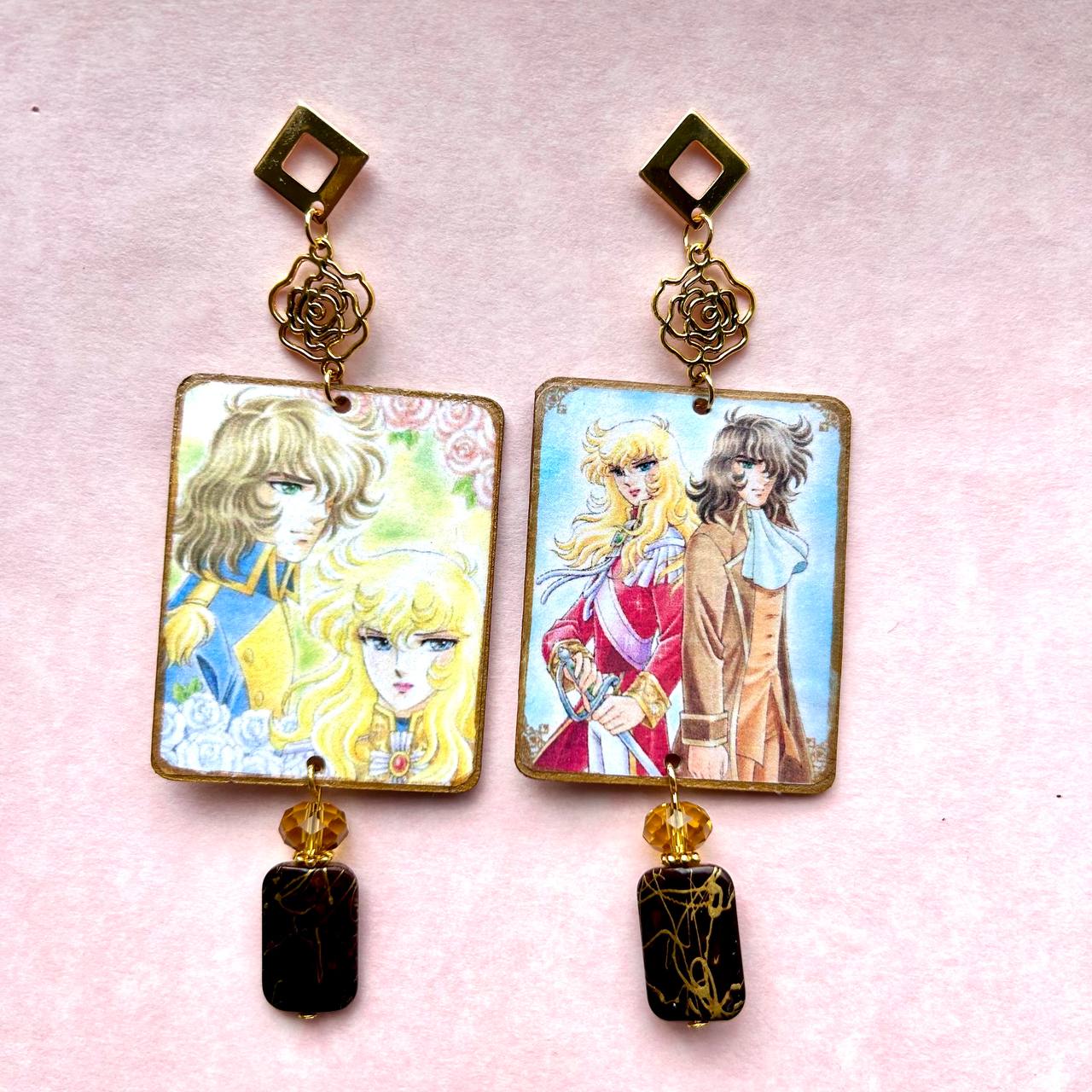 Orecchini anime Lady Oscar Andrè gold anni 80