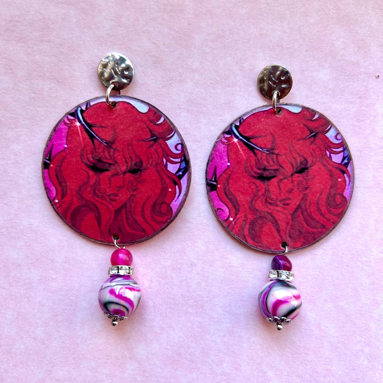 Orecchini anime Lady Oscar pink anni 80