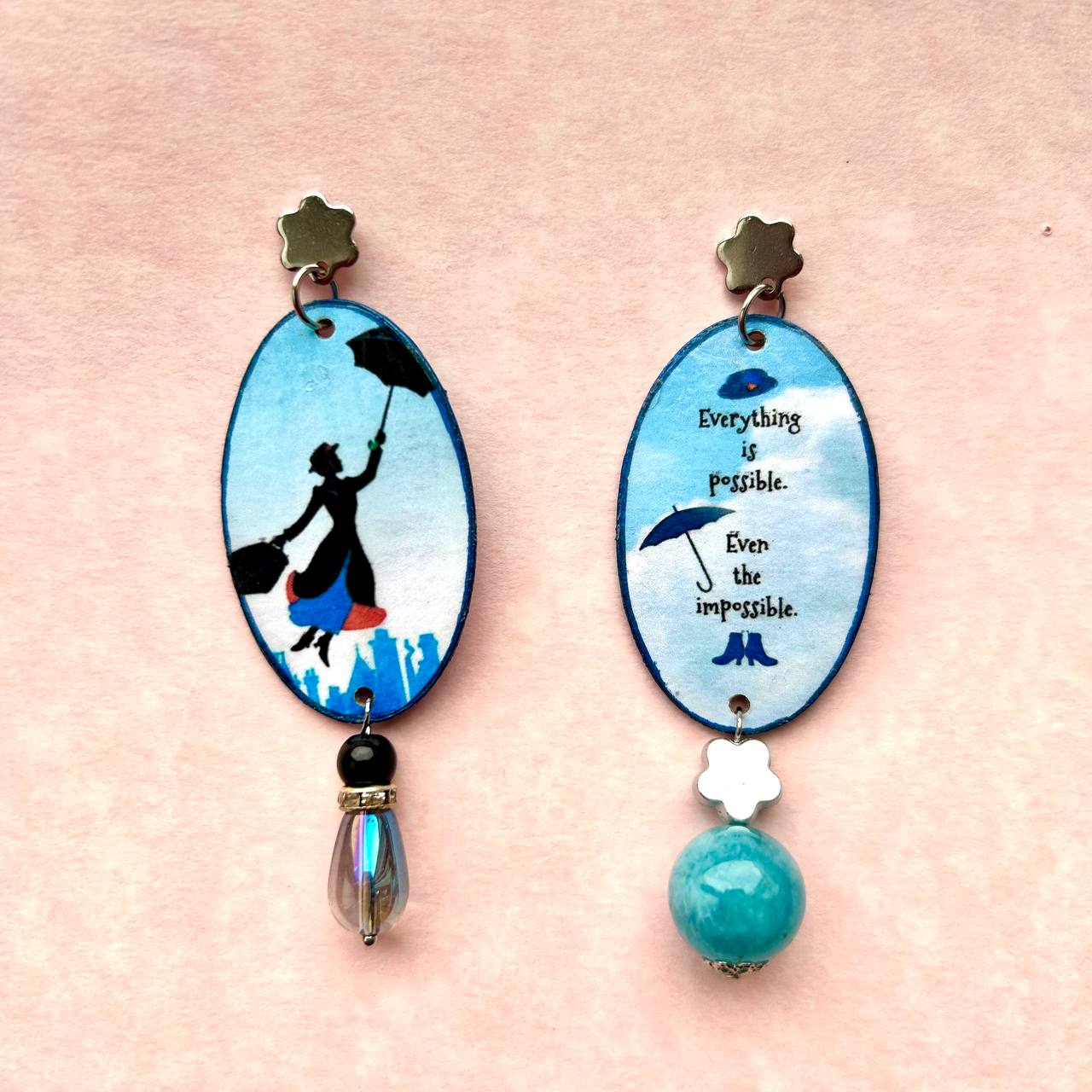 Orecchini film Mary Poppins blu artigianali
