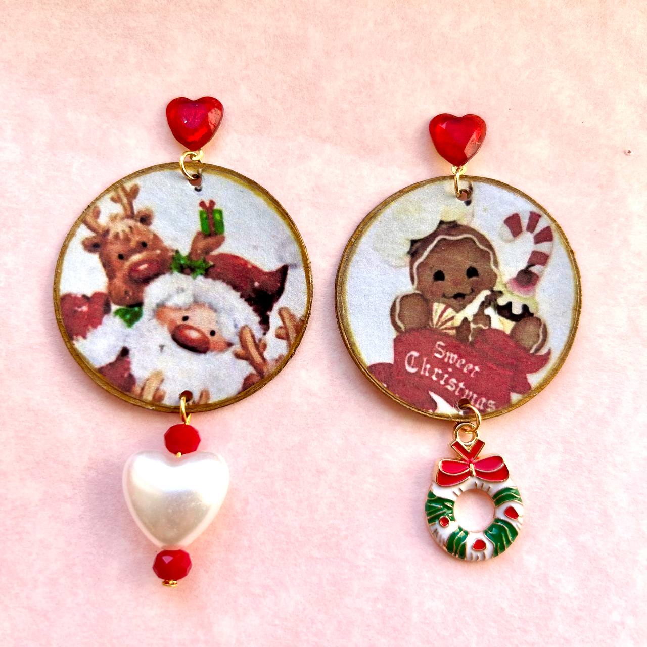 Orecchini natalizi babbo natale omino pan di zenzero vintage