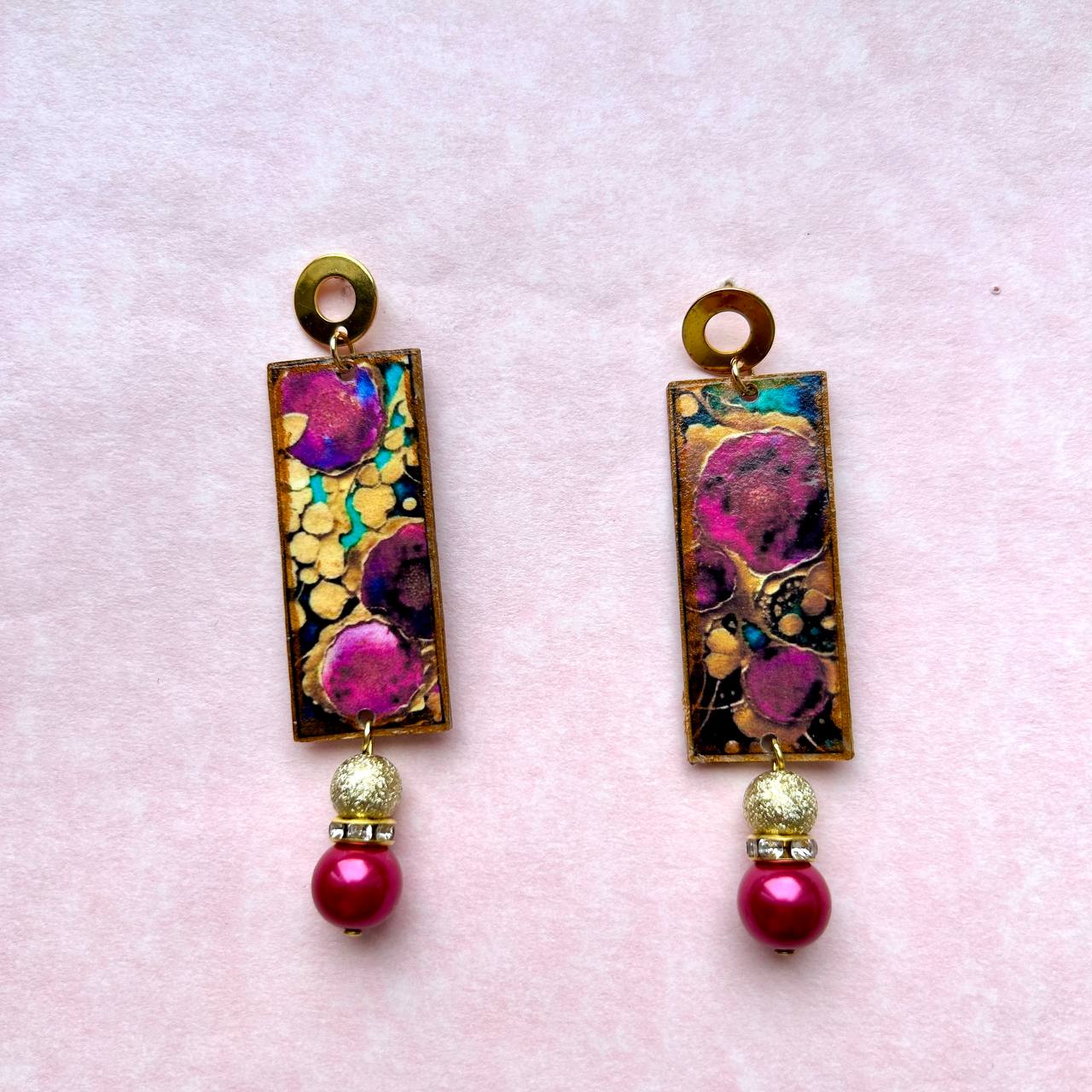 Orecchini "FUCSIA E ORO"