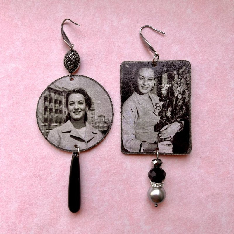 Orecchini cinema vintage Yvonne Sanson artigianali