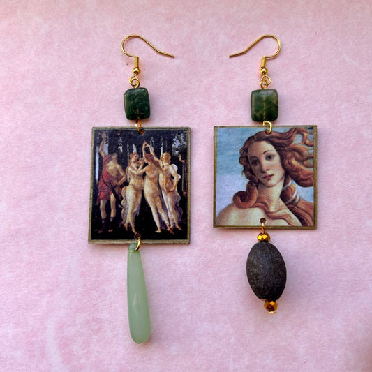 Orecchini dipinti Botticelli Venere Primavera artigianali