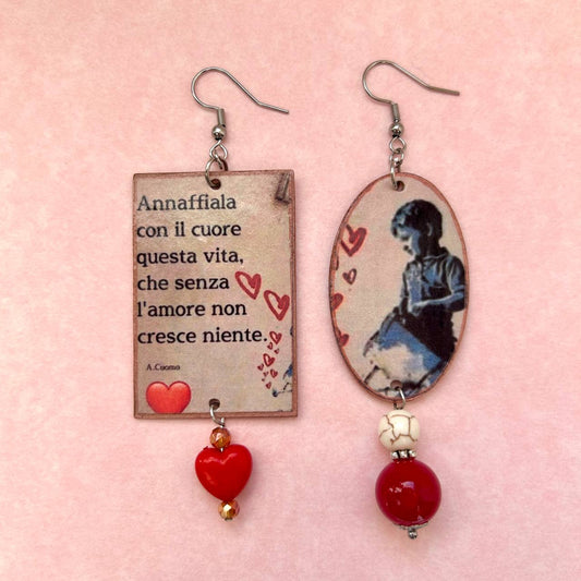 Orecchini frase amore Love artigianali