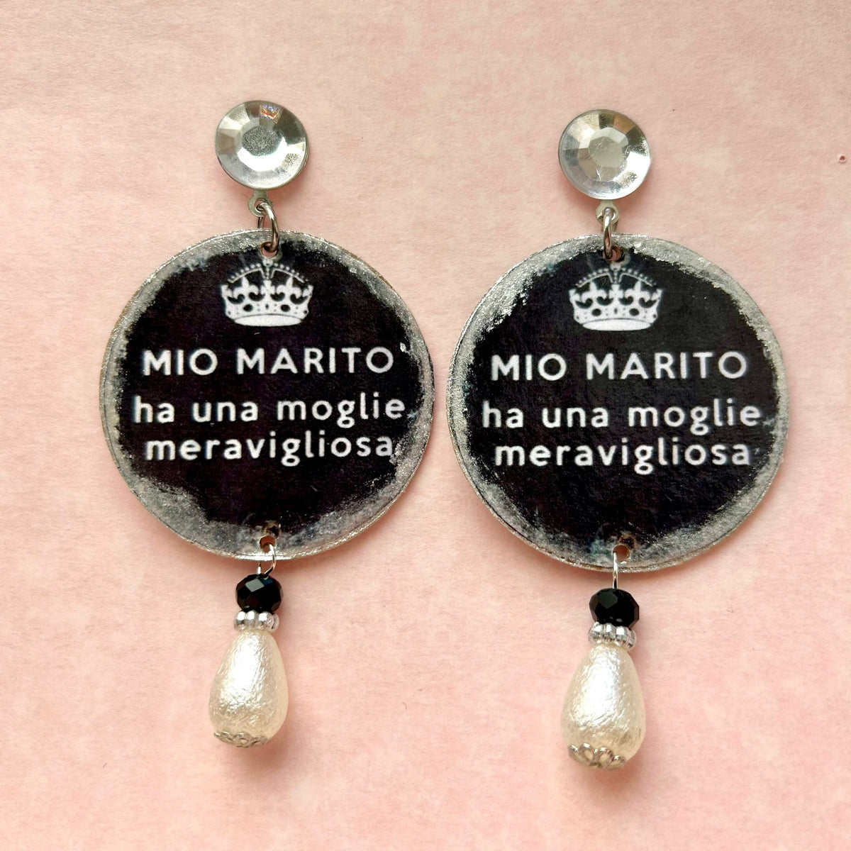 Orecchini frase ironica moglie meravigliosa artigianali