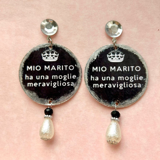 Orecchini frase ironica moglie meravigliosa artigianali