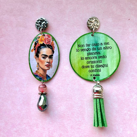 Orecchini Frida Kahlo verdi artigianali