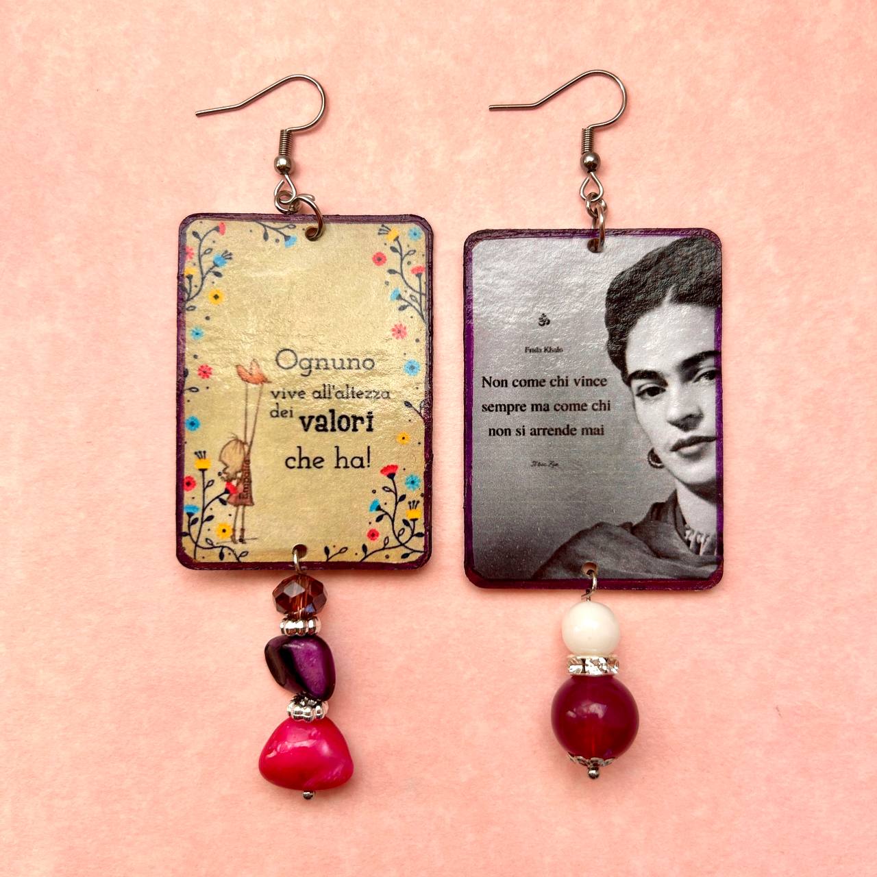 Orecchini Frida Kahlo viola artigianali