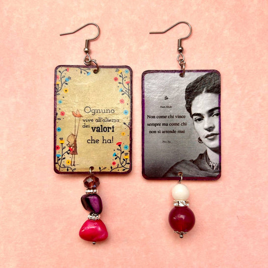Orecchini Frida Kahlo viola artigianali