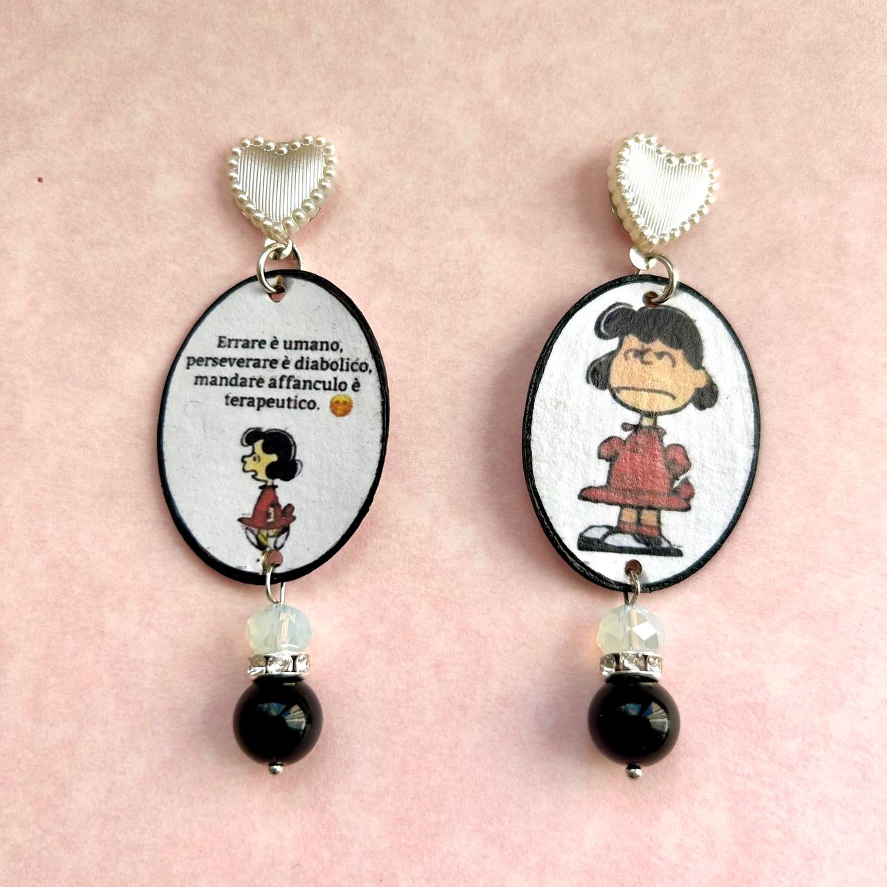 Orecchini fumetti Lucy Peanuts vintage artigianali
