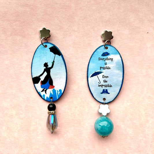 Orecchini film Mary Poppins blu artigianali
