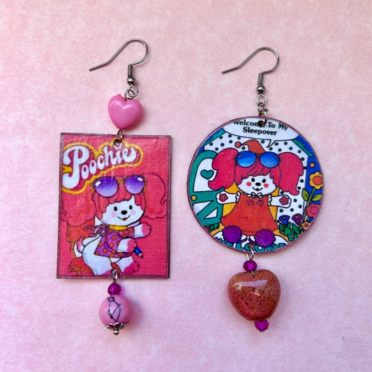 Orecchini fumetti Poochie rosa anni 80
